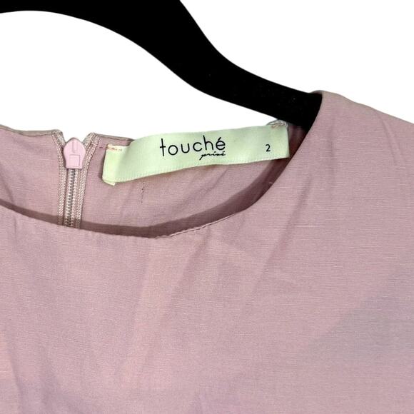 NWT Touche Pink Balloon Sleeve Maxi Dress Women’s EU 2 US M/L Textured Long - Picture 2 of 7